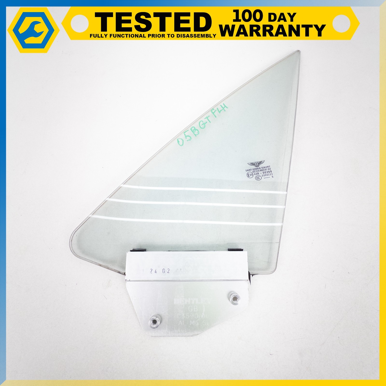 03-10 BENTLEY CONTINENTAL GT FRONT LEFT DRIVER SIDE DOOR VENT WINDOW GLASS OEM