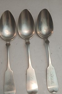 Antique Coin Silver Serving Spoon Fiddleback Hotchkiss & Schreuder Mermod & Jacc