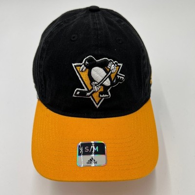 Adidas Pittsburgh Penguins NHL Hat Black Yellow Superflex Stretch Fit Cap S/M