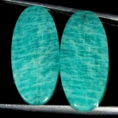 17.10Cts Natural Amazonite Pair Loose Gemstone Shape Oval Size 11x22x4mm