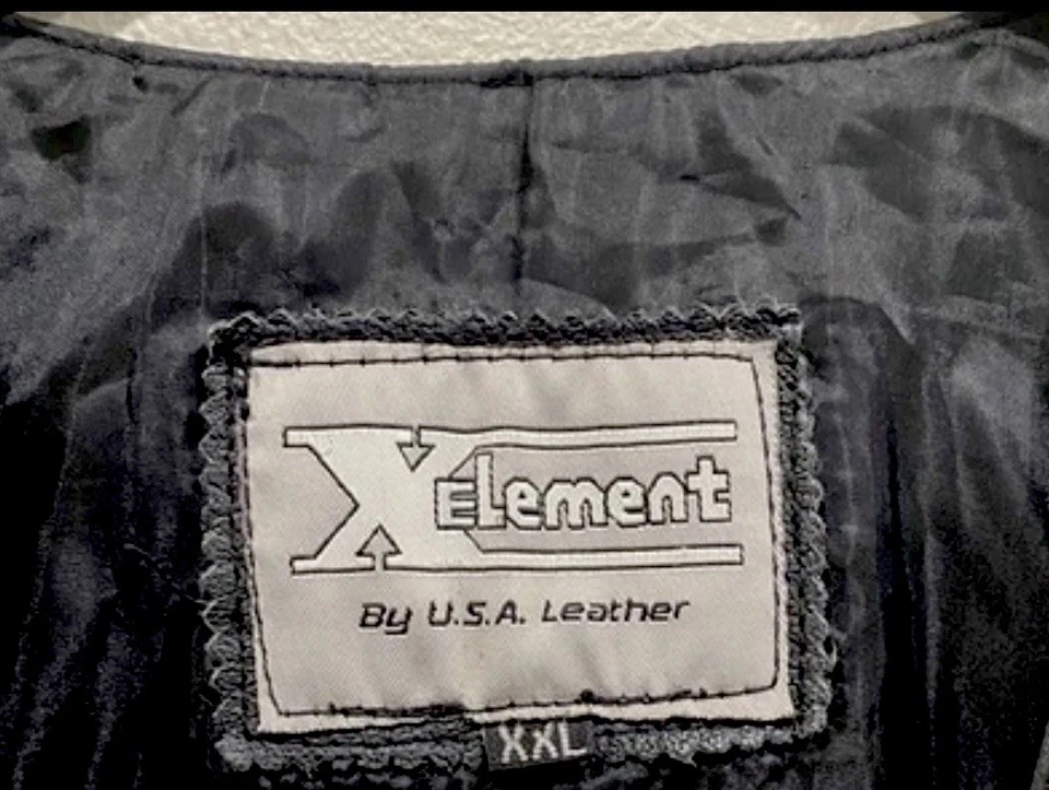 Chaleco de cuero negro XElement para hombre motociclista motocicleta botones XXL bolsillos Foto 2 de 4