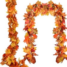 3pack Fall Garland Maple Leaf Garland 6 Ft/Piece Artificial Fall Maple Leaves Ga