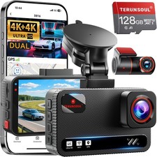 4K 4K Front Rear Dash Cam GPS WiFi Car Camera 128GB Card 24H Parking Mode 170 