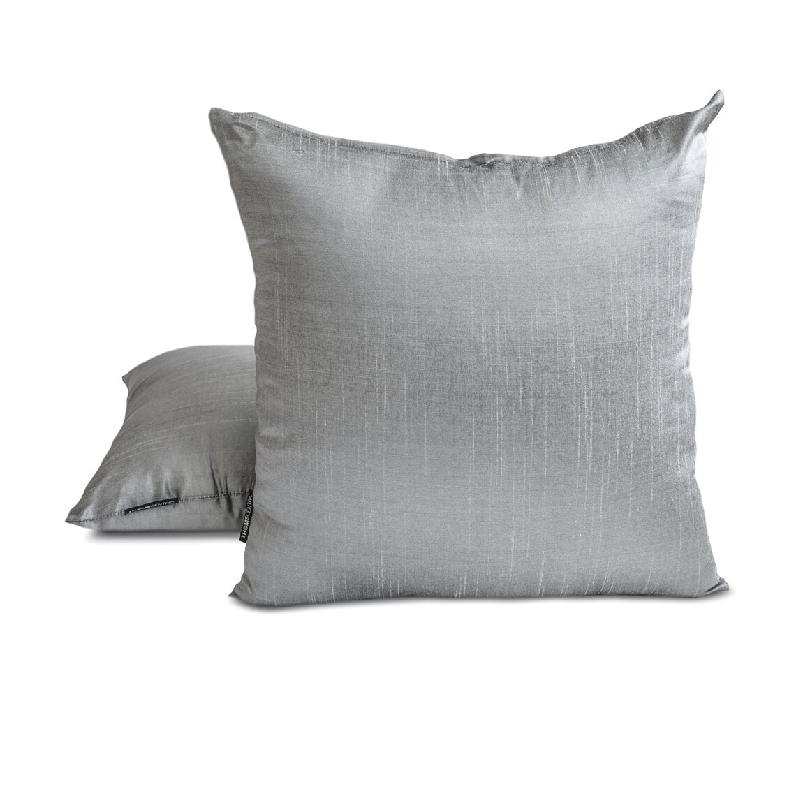 Silver Grey Art Silk Lumbar Pillow Covers, Pack of 2-Silver Gray Luxury