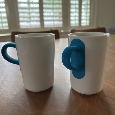Kahla Five Senses Mug White Blue Felt Handle Coffee Tea Germany Set Of 2