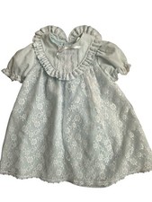 Vintage Ribbons  Lace collection girls sz 6 Blue lace overlay ruffle dress