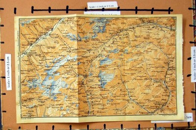 Original Old Antique Print Map C1900 Switzerland Mountains Alps Airolo Munster
