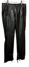 Roberto Cavalli Black Leather Pants Italy Flare Zipper details SMALL  EUC