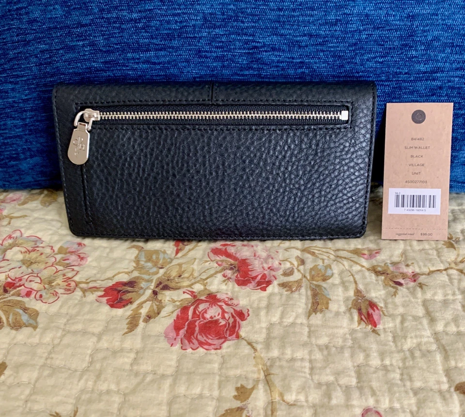 Cartera delgada Cole Haan, colección Village, cuero granulado negro. Foto 2 de 3