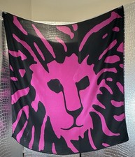 Anne Klein Vintage 1980s Signed Iconic Lion Head Logo Square Silk Scarf 30"