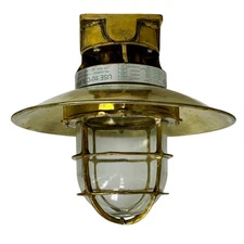Solid Brass Marine Ceiling Light with 13-Inch Rain Cap - Made in USA by Pauluhn