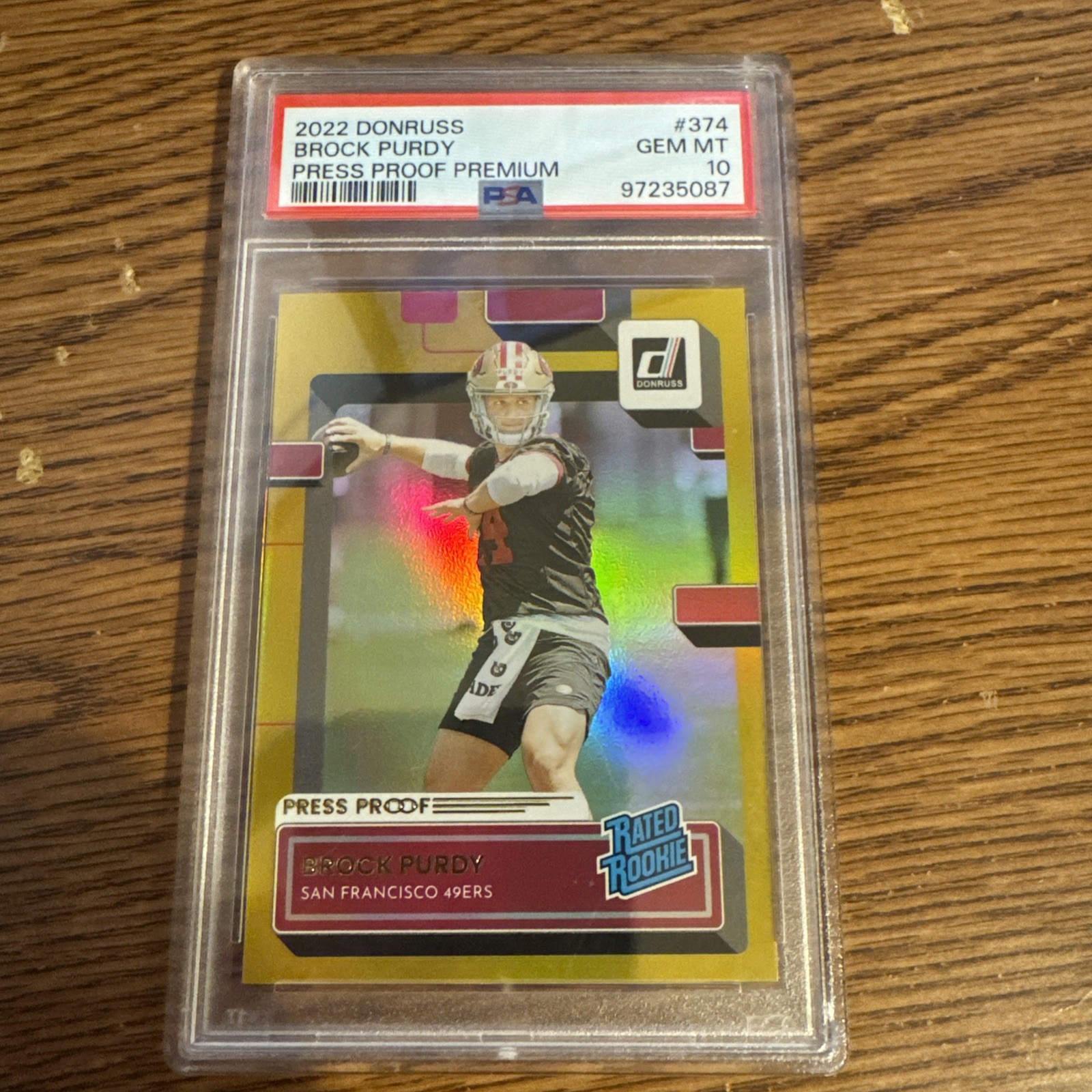 2022 Panini Donruss Rated Rookie Brock Purdy #374 Press Proof Premium PSA 10