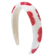 Headbands for Girls, Beaded Love Heart Headband Red Heart Hair Hoops Glitter ...