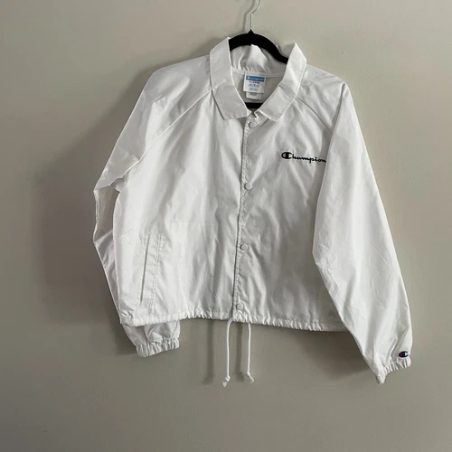 COACH Giacca da allenatore Champion donna XL bianca retrò tempo libero sport logo ritagliato