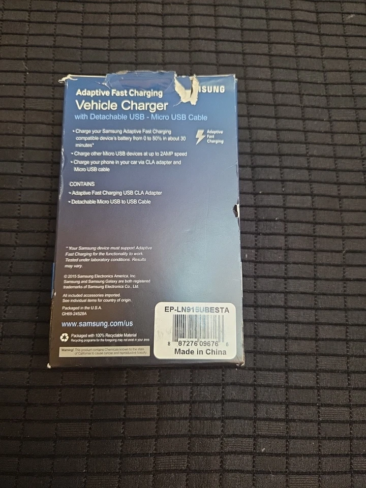 Samsung Galaxy Phone Car Charger Adapter Micro-USB Cable Cigarette Lighter Black - Image 2 of 3