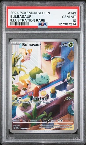 2024 POKEMON SCR EN-STELLAR CROWN ILLUSTRATION RARE #143 BULBASAUR PSA 10