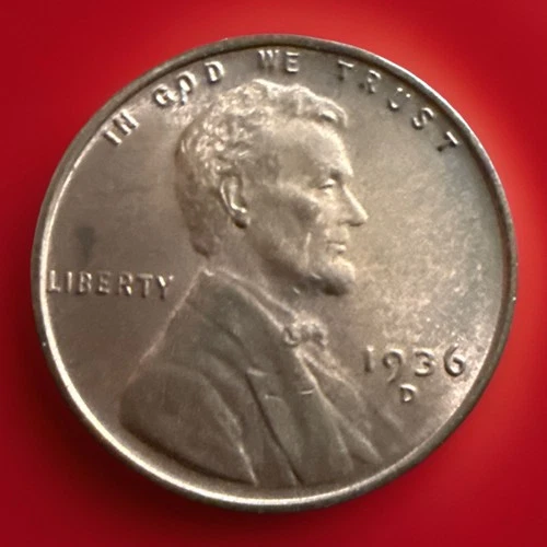 1936-D Lincoln Wheat Penny Cent BU (red) Sold As Pictured - 523