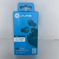 JLab Go Air Pop True Wireless Earbuds Bluetooth Mic USB Case Teal 32H Playtime