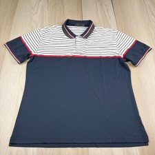 G/Fore Golf Polo Shirt Blue Red Striped Colorblock Performance Men s Size Large
