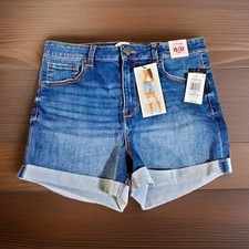 Celebrity Pink Womens Denim Shorts 32 High Rise Curvy Cuffed Blue 4in 0444