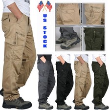 Men's Waterproof Tactical Cargo Pants - Casual Hiking Outdoor Work Trousers