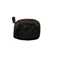 Brighton Black Pebbled Leather Zip Coin Change Purse Wallet