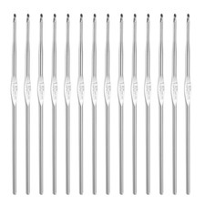 Crochet Hook Set, 14Pcs 1.5mm Aluminum Ergonomic Crochet Needle Silver Tone