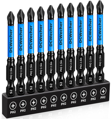10-Pack PH2 Phillips Impact Bits 2.5'' Magnetic Drill Screwdriver 1/4'' Hex Shank