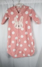 Carter's Baby Girls 0-3 Months Pink Polka Dot Fleece Sleep Sack Bunny Easter