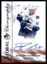 2015-16 SP AUTHENTIC GLOBAL CHIROGRAPHY RONALDS KENINS AUTO VANCOUVER CANUCKS
