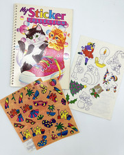 Vintage LISA FRANK My Sticker Collection Kitten Album  3 Beach  Color Your Own