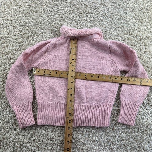 Y2K Cherokee Youth Girls Size Small 6 Pink Full Zip Up Sweater Furry Neck - Picture 7 of 7