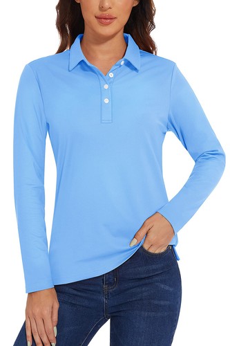 Women's Golf Shirts Lightweight UPF50+ Long Sleeve UV Protection Polo Shirts US - Picture 9 of 61