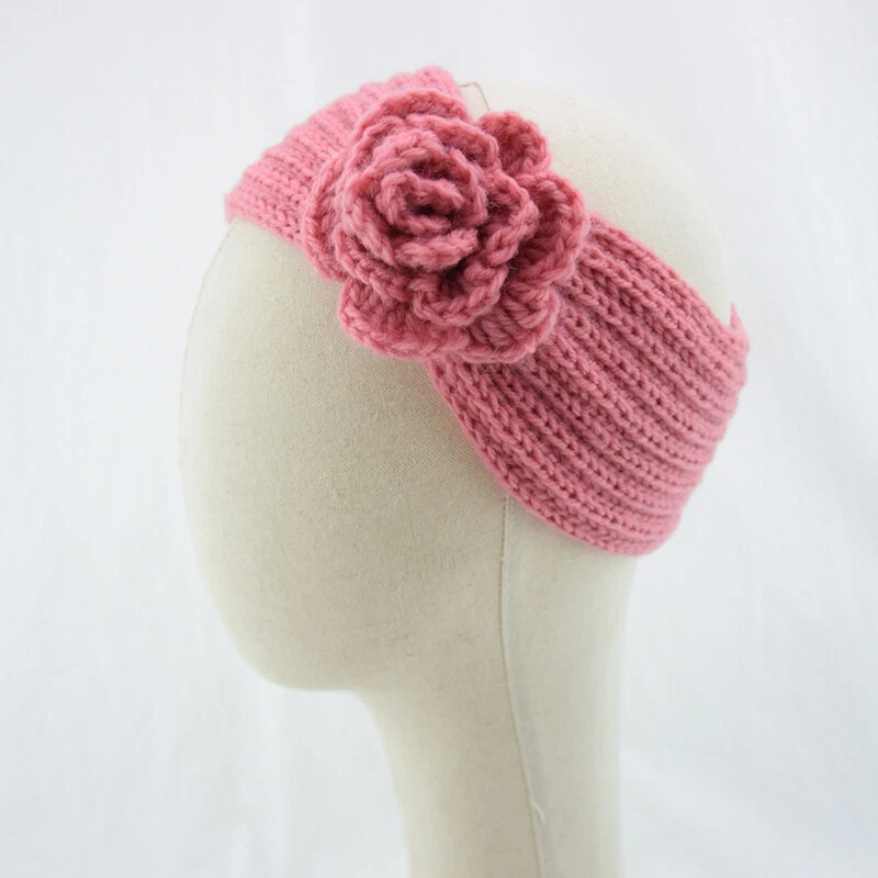 Invierno Mujeres Tejido Crochet Flor Diadema Diadema Diadema Calentador de Oreja Turbante Foto 4 de 4