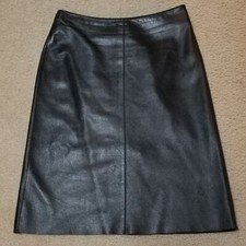 BEBE Black Leather A-Line Skirt Sz 2 - EUC