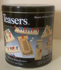 Solid Wood Brain Games Premier Edition 7 Different Brain Busters by Cardinal