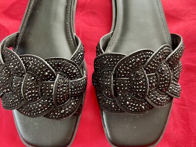 A New Day Black Jet Carissa Woven Flat Slide Summer Sandals 8M