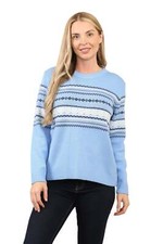 Women Knitted Jumper Long Sleeve Striped Pattern Crew Neck Ladies Sweater Pull O
