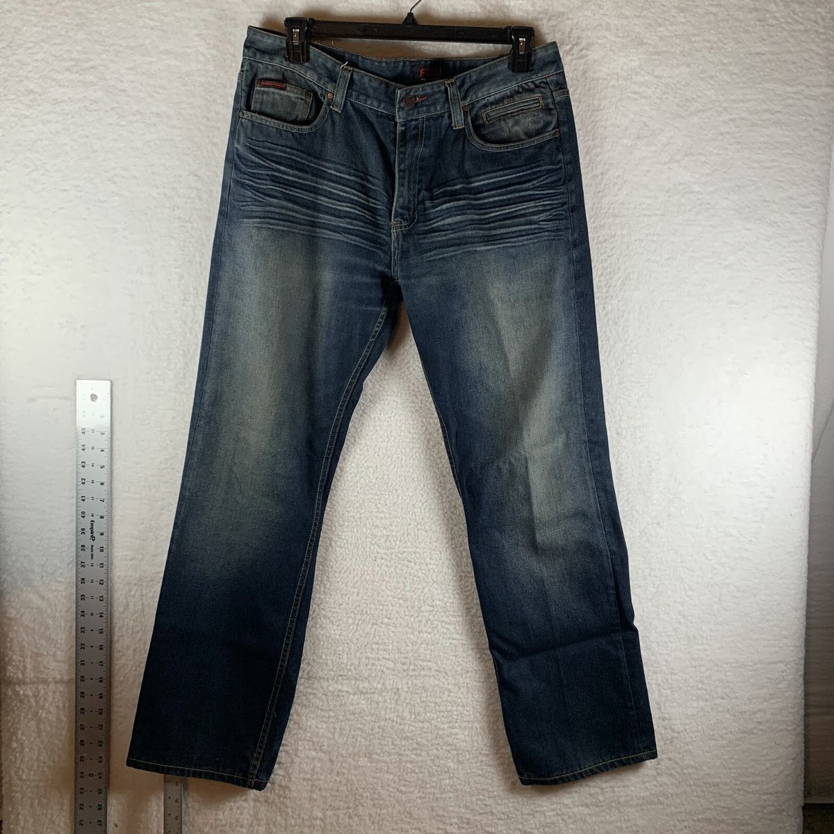   Cotton 5パック Mサイズ FUBU Jeans Men's 36 X 32 Blue Denim Cotton Low-Rise 5-Pockets