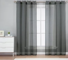 2PC GROMMET SOLID VOILE SHEER PANEL WINDOW CURTAIN TREATMENT DRAPE NEW DECOR