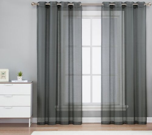 2PC GROMMET SOLID VOILE SHEER PANEL WINDOW CURTAIN TREATMENT DRAPE NEW DECOR - Picture 6 of 28