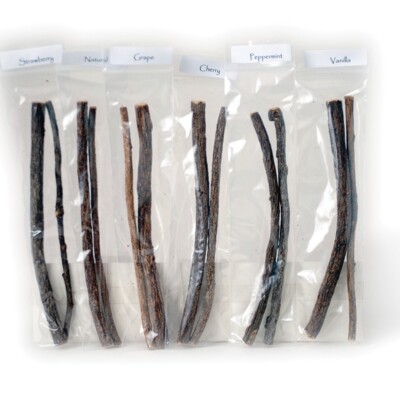 100% Herbal Chew Sticks Sampler Set -Peppermint, Strawberry, Vanilla, Cherry