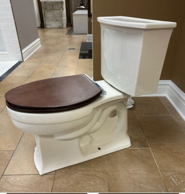 New Kohler Archer Elongated Toilet with an Antique Walnut Seat