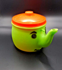 Vintage Worcester Toy Plastic Green Blow Mold Kitchen Tea Kettle/red Lid