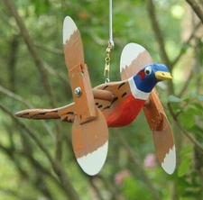 Pheasant Mini Whirligigs Whirligig Windmill Yard Art Hand made from wood