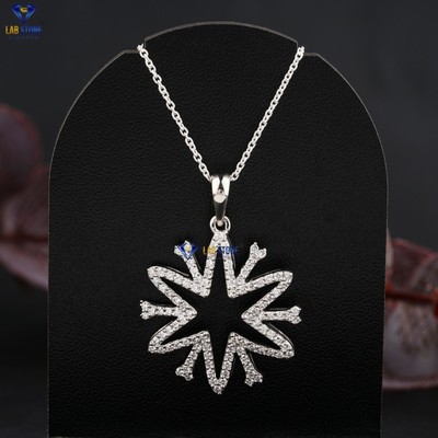 0.70 TDW Round Cut Moissanite Diamond Pendant With Chain 925 Silver Labstone