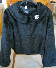 Nos W/tags Vintage Dennis Brasso Textured Black Opera Jacket W/fancy Brooch Sz S