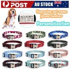 Pet Nylon Personalised Dog Collar Pet Name ID Number Custom Engraved AU Seller