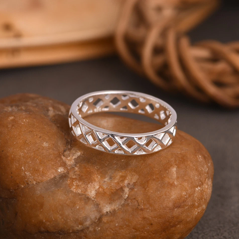 Cluster Ring Solid 925 Sterling Silver For Women Teen Girls Double Layers Band - Image 2 of 4