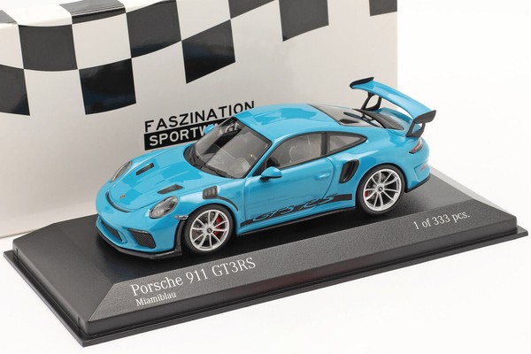 Porsche 911 991 II GT3 RS Miami Blue Miniaturauto 1:43 Minichamps 2018 LHD-image
